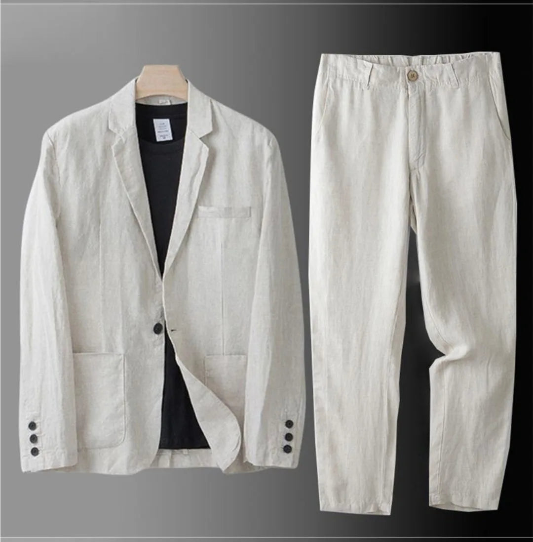 Costume Homme 2 Pièces Lin Léger Slim Fit – CLEVI Paris