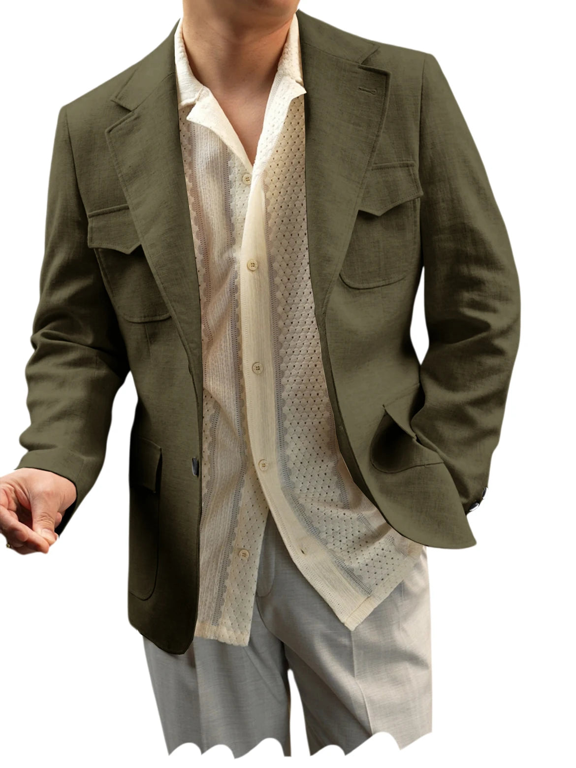 Blazer lin homme beige léger – CLEVI Paris