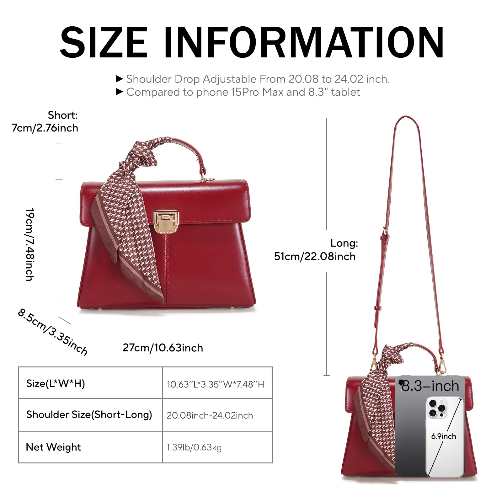 Sac à Main Femme Cuir Véritable avec Foulard Luxe Shoulder Bag 4 Coloris – CLEVI Paris