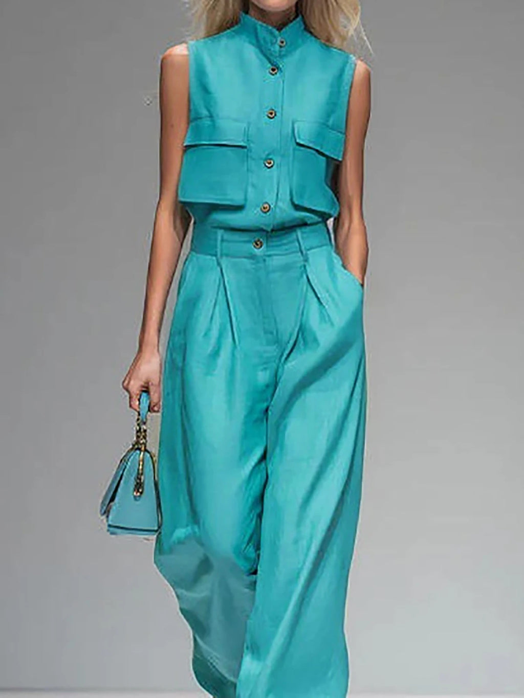 Ensemble 2 pièces blouse et pantalon large – CLEVI Paris