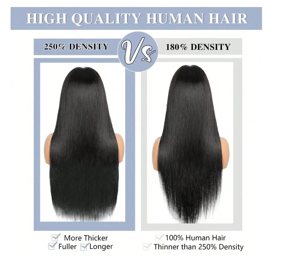 Perruque HD Lace Straight 100% Remy Hair Brésilien 200% Densité 13x4 13x6 5x5 Glueless 16-42 Pouces – CLEVI Paris
