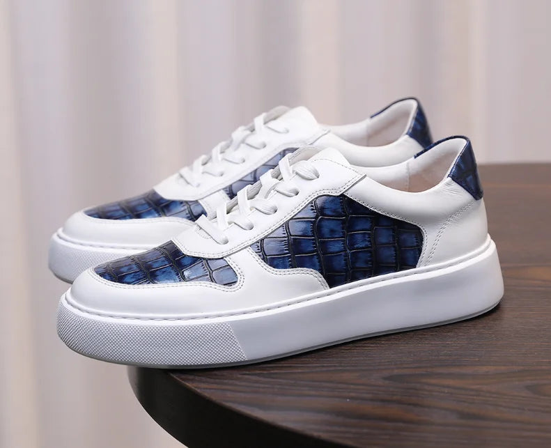 Sneakers homme bleues et blanches à lacets – CLEVI Paris