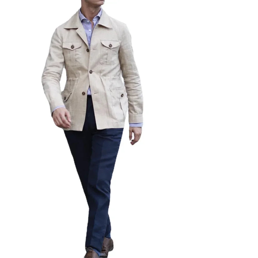 Veste safari homme à poches, style rétro – CLEVI Paris