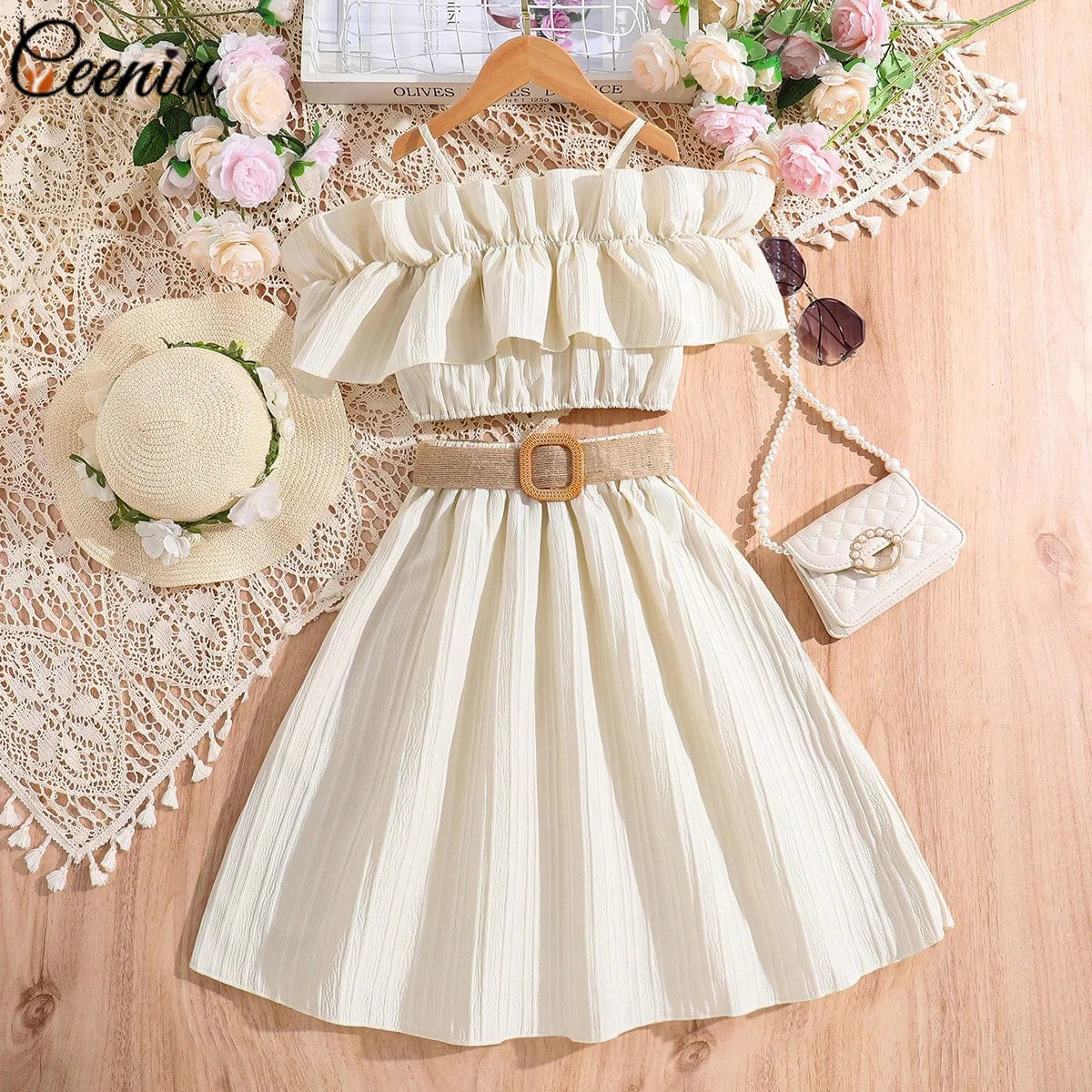 Ensemble fille caraco et jupe plissée – CLEVI Paris