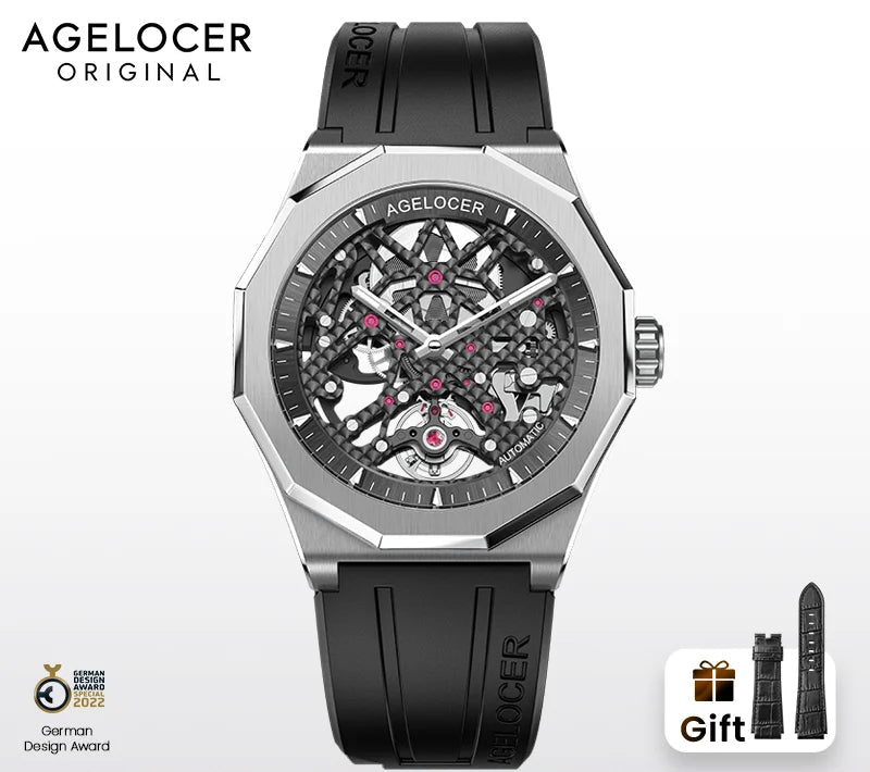 Montre Homme Automatique Squelette Schwarzwald Perlage Rubis Agelocer Cal.A4910 Prix German Design – CLEVI Paris