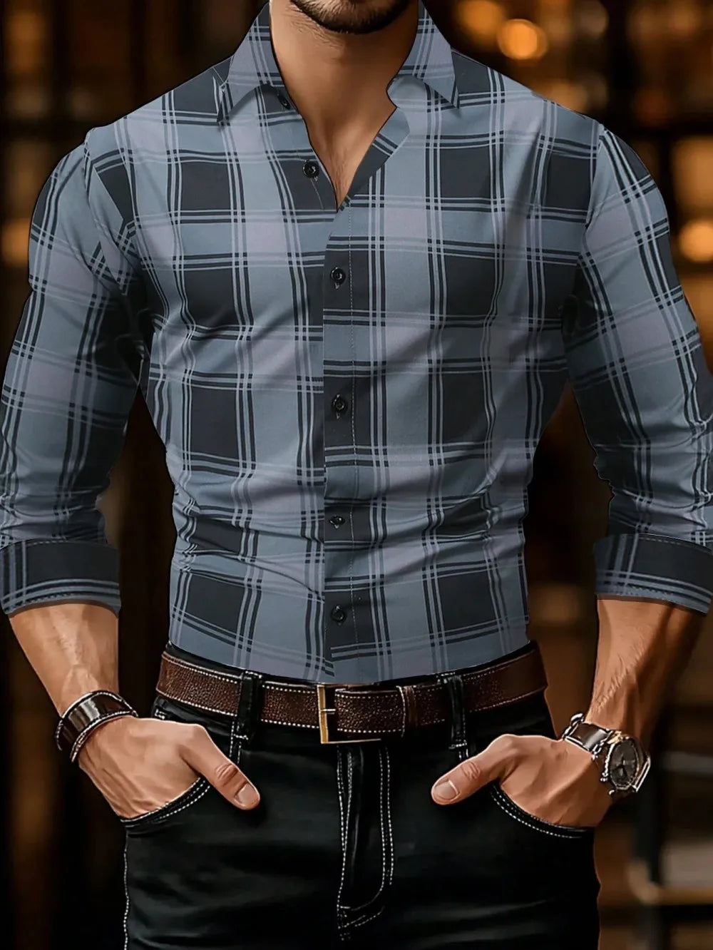 Chemise homme à carreaux casual business – CLEVI Paris