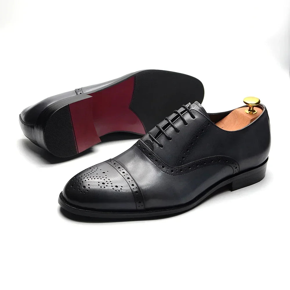 Oxford brogue homme en cuir à lacets – CLEVI Paris