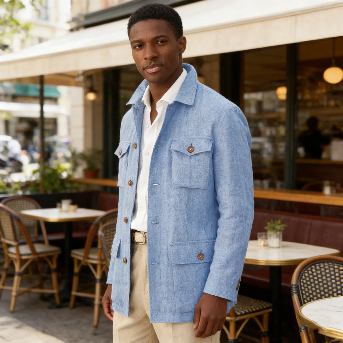 Veste safari homme en lin décontractée – CLEVI Paris