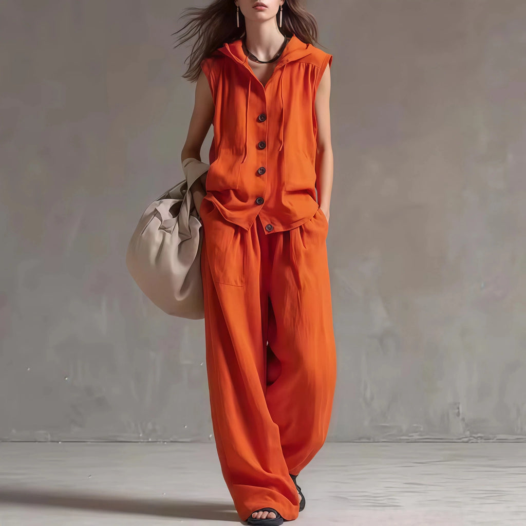 Ensemble femme haut à capuche et pantalon large – CLEVI Paris