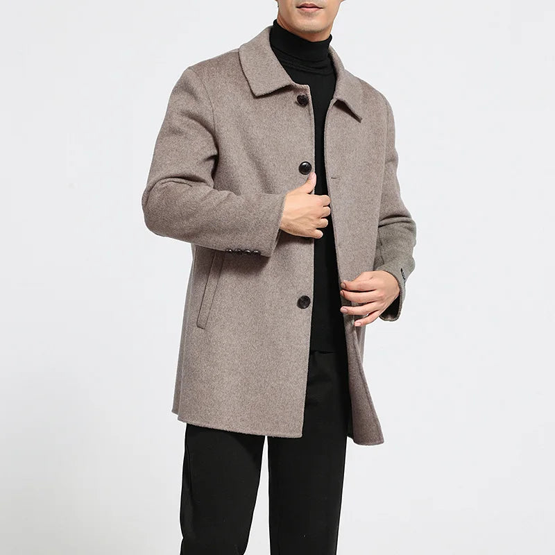 Manteau homme en cachemire à col rabattu – CLEVI Paris