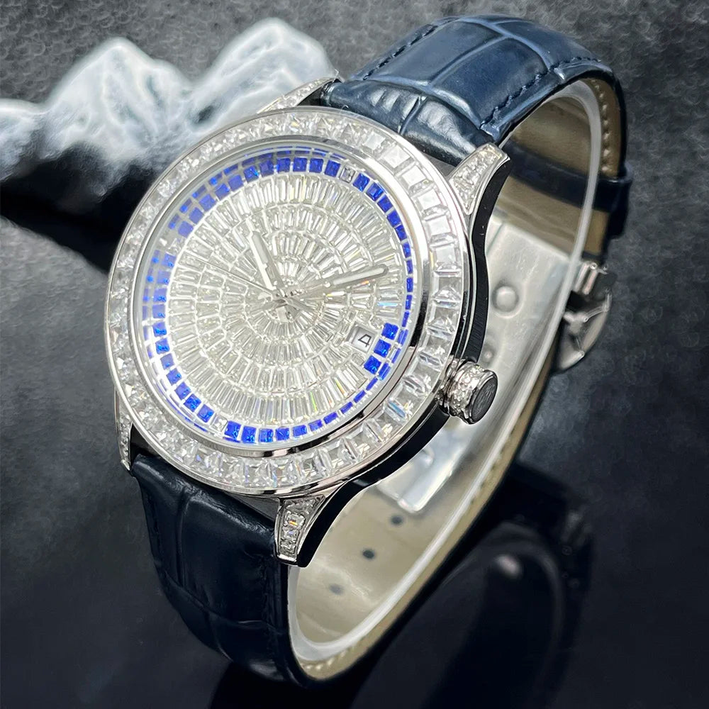 Montre Homme Automatique Cadran Argent Serti Diamants Huayra – CLEVI Paris