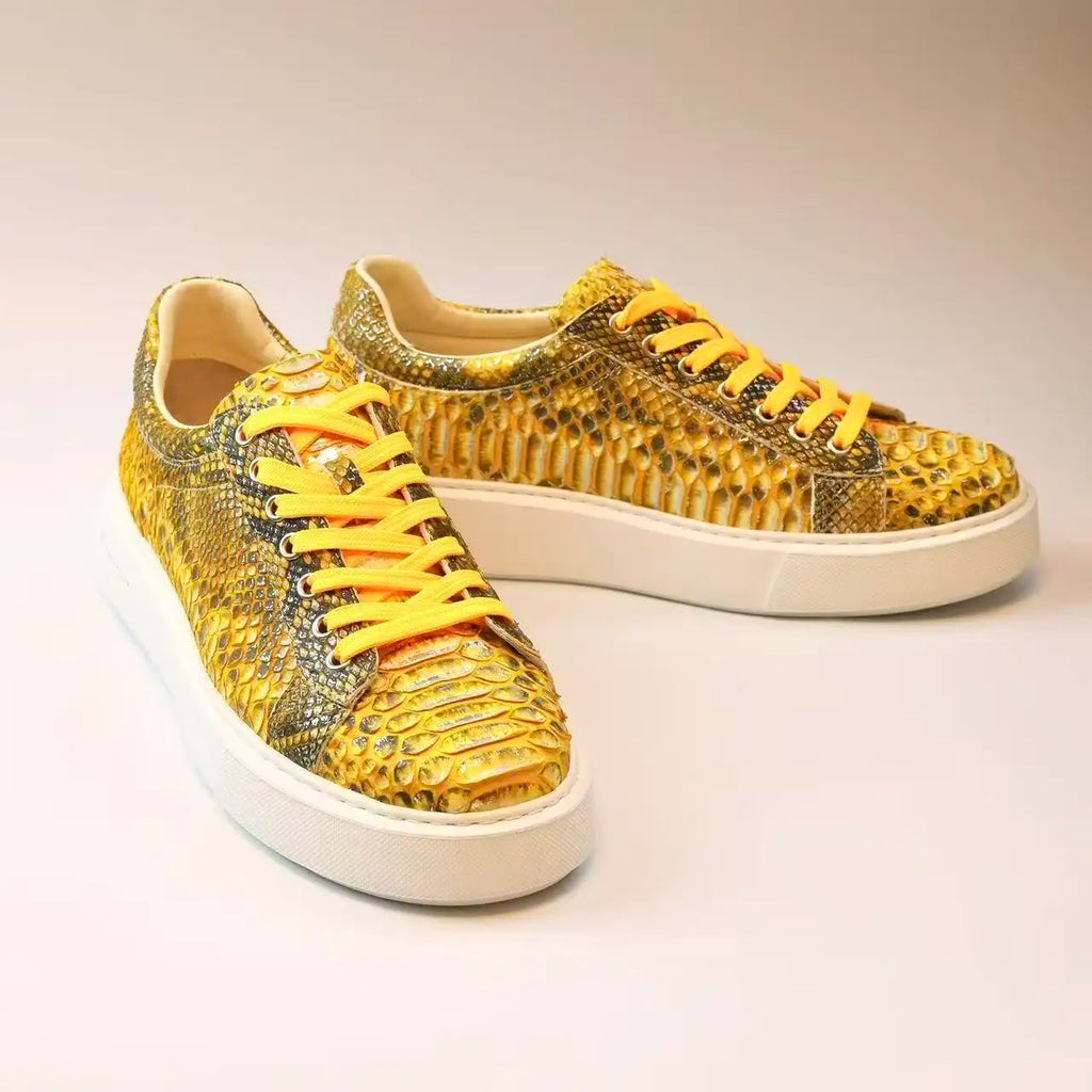Sneakers basses homme jaunes à lacets – CLEVI Paris