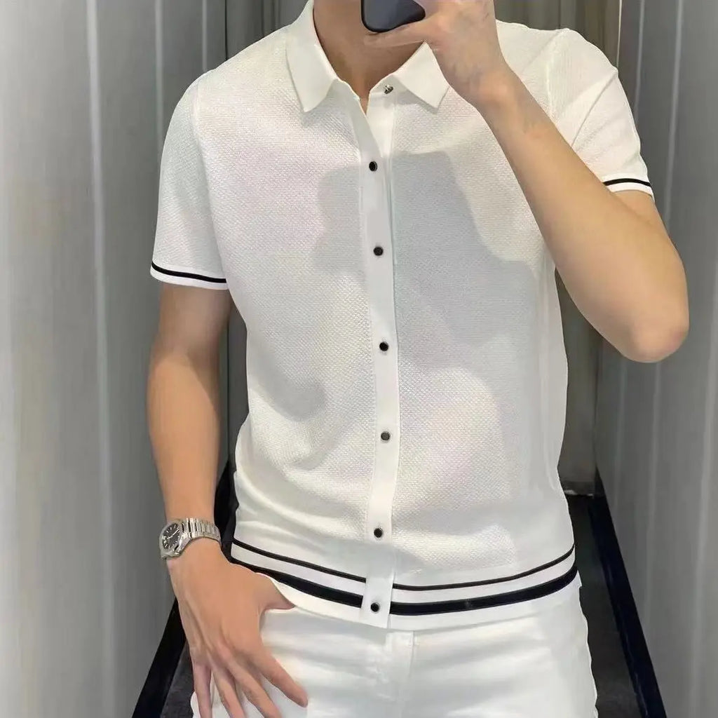Chemise Homme Col Carré Manches Courtes Slim Fit – CLEVI Paris