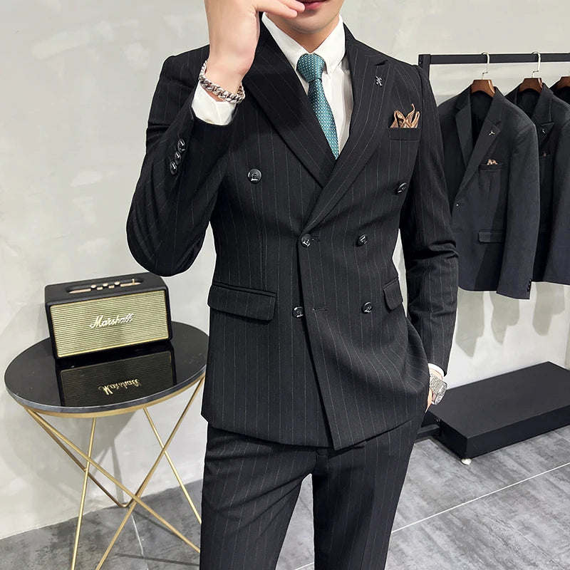 Costume 3 pièces rayé homme slim – CLEVI Paris