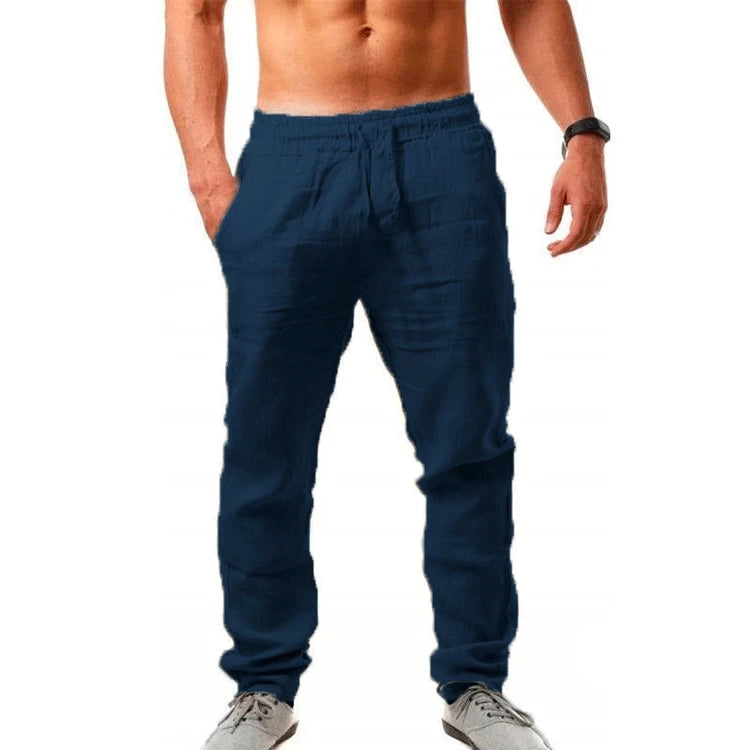 Pantalon Homme Coton Lin Coupe Droite Casual Printemps Été – CLEVI Paris