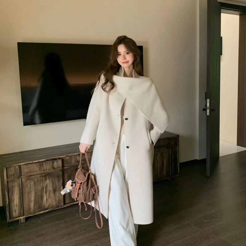 Manteau long femme en laine double face – CLEVI Paris