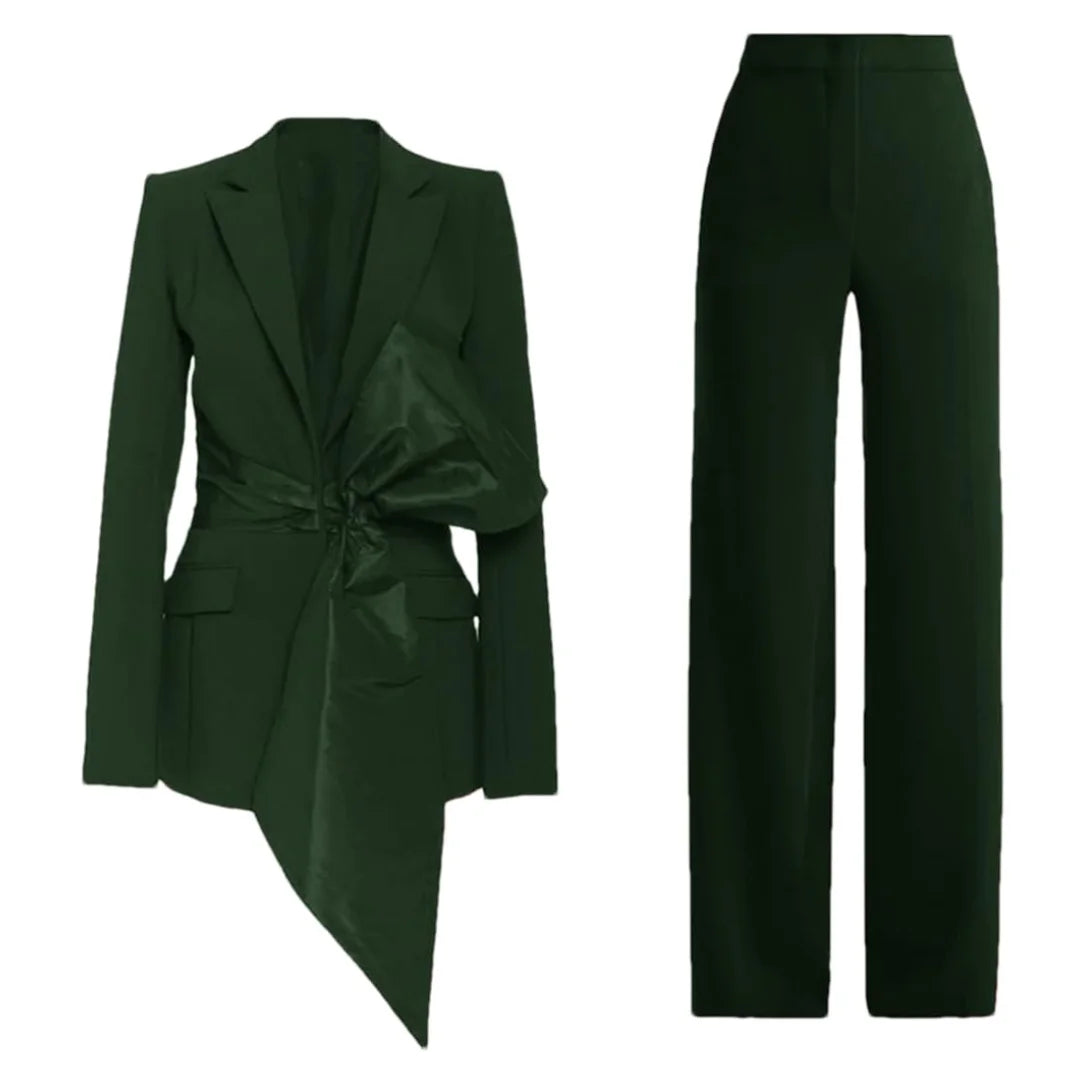 Tailleur 2 Pièces Femme Blazer Pantalon Grand Nœud 7 Coloris – CLEVI Paris
