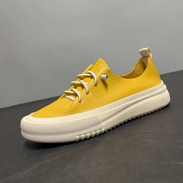 Sneakers Basses Homme Cuir Véritable Slip-On Plateforme – CLEVI Paris
