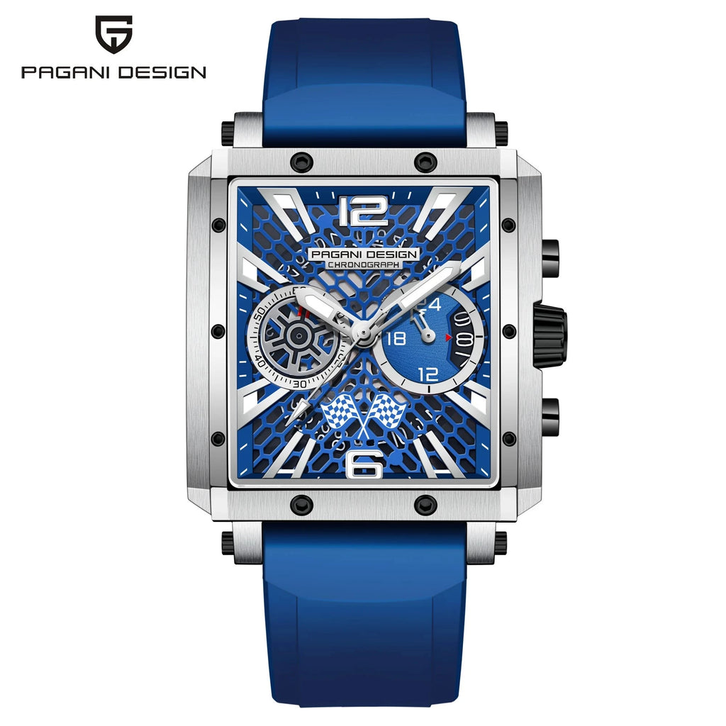 Montre Homme Quartz Racing Multifonction Boîtier Rectangle Pagani Design PD-1725 – CLEVI Paris