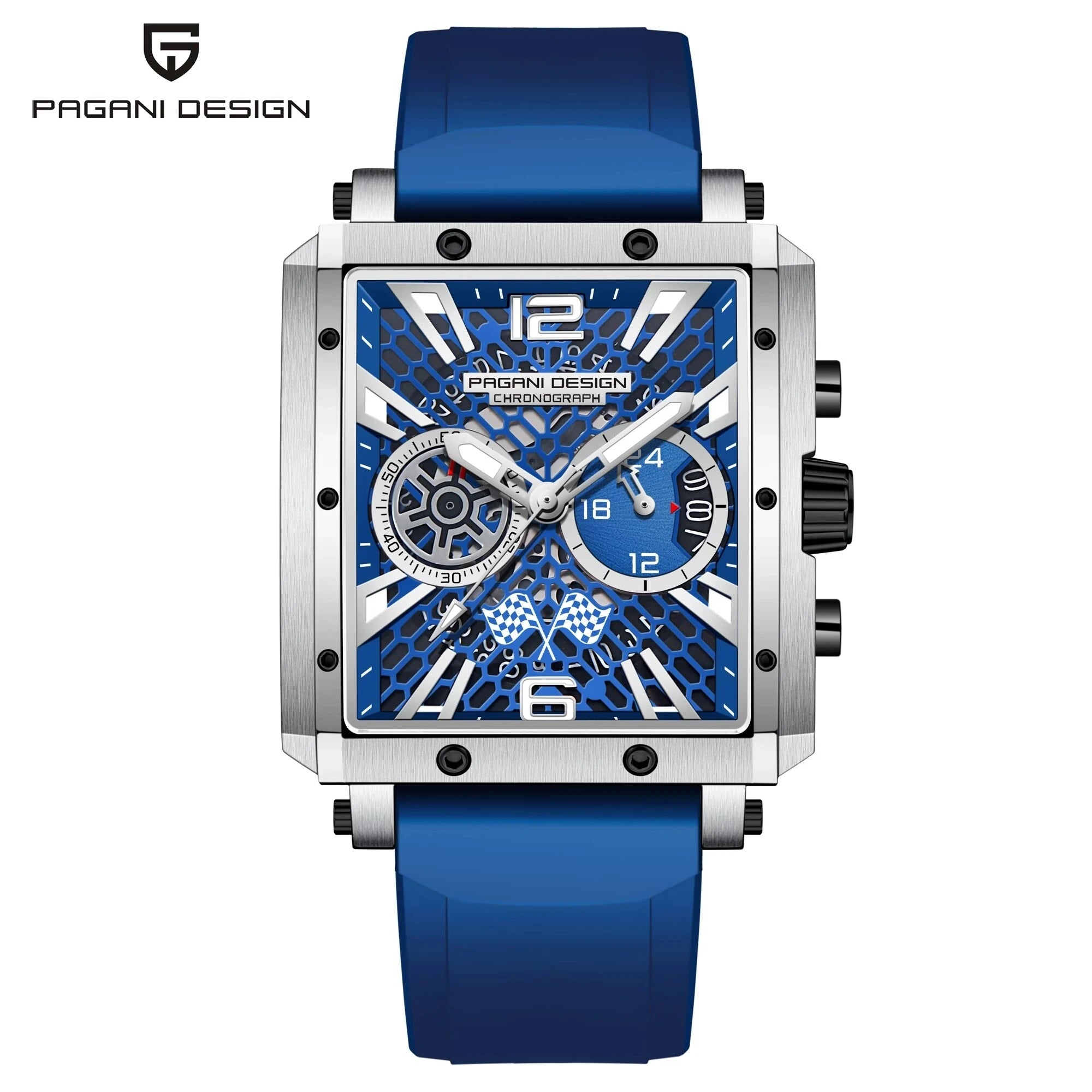 Montre Homme Quartz Racing Multifonction Boîtier Rectangle Pagani Design PD-1725 – CLEVI Paris