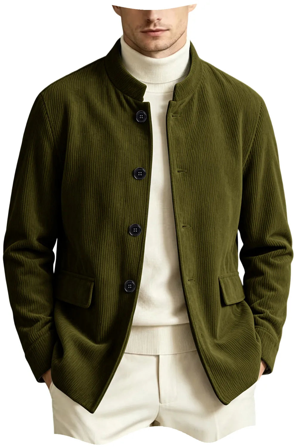 Blazer homme en velours côtelé à col montant – CLEVI Paris
