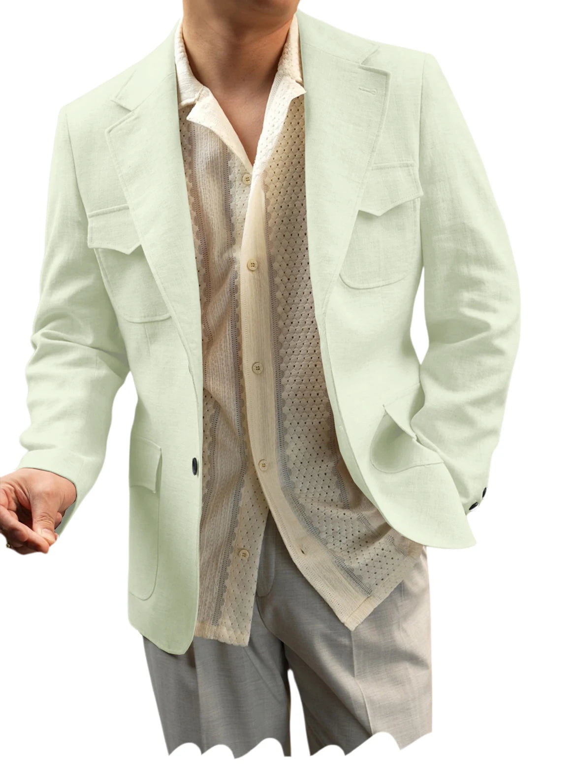 Blazer lin homme beige léger – CLEVI Paris