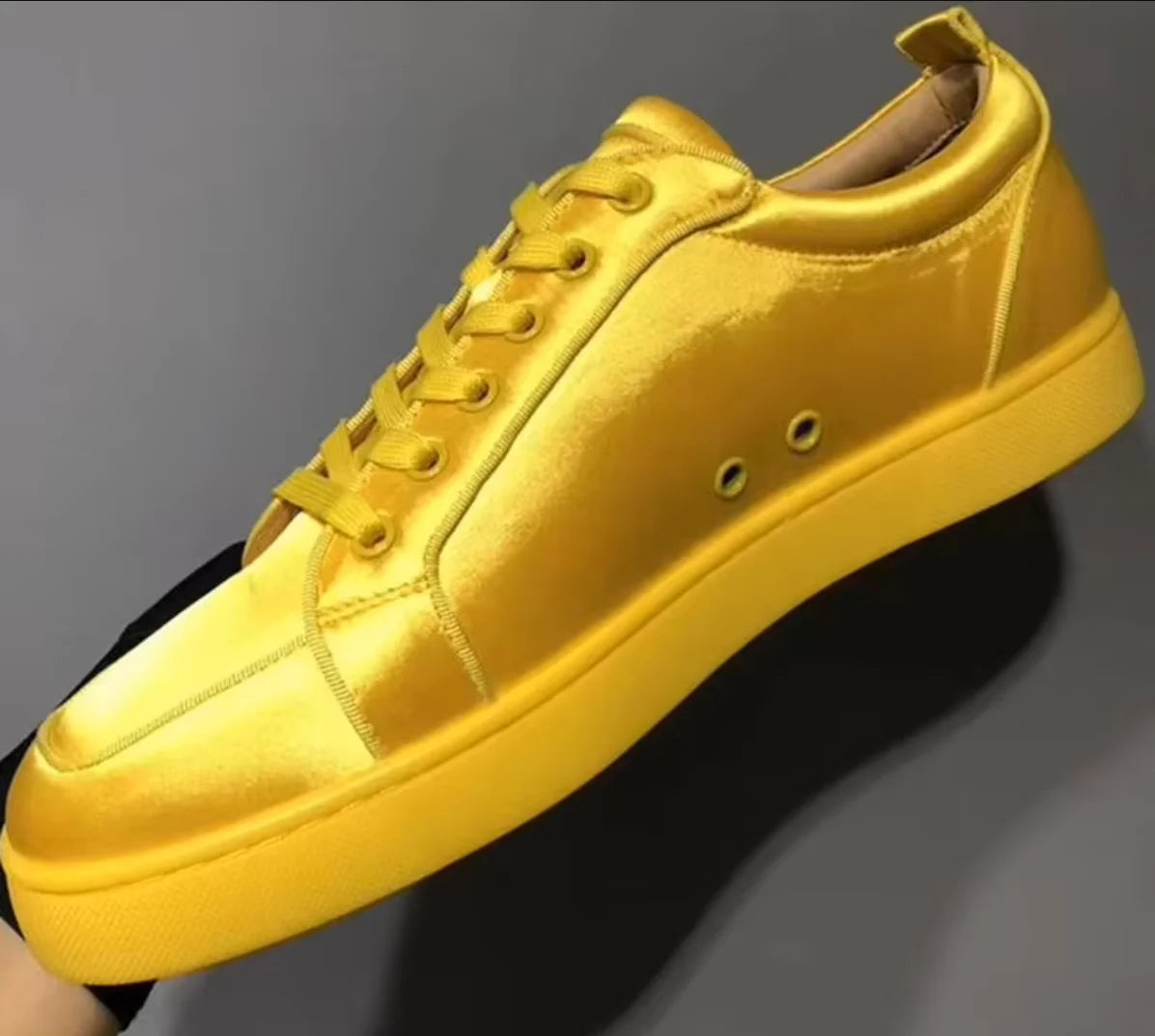 Sneakers Basses Homme Velours Bleu Jaune Lacets – CLEVI Paris