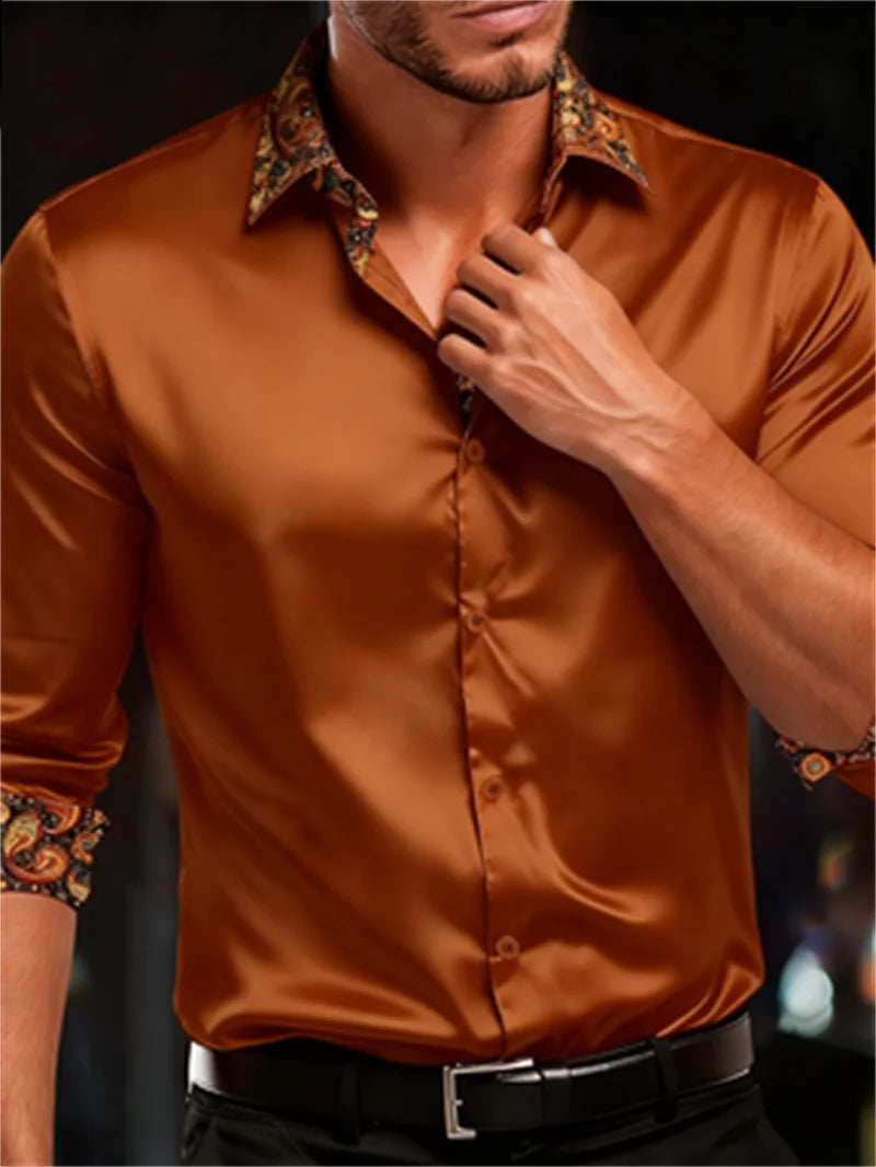Chemise Homme Manches Longues Imprimée – Soie & Fibre de Bambou – CLEVI Paris