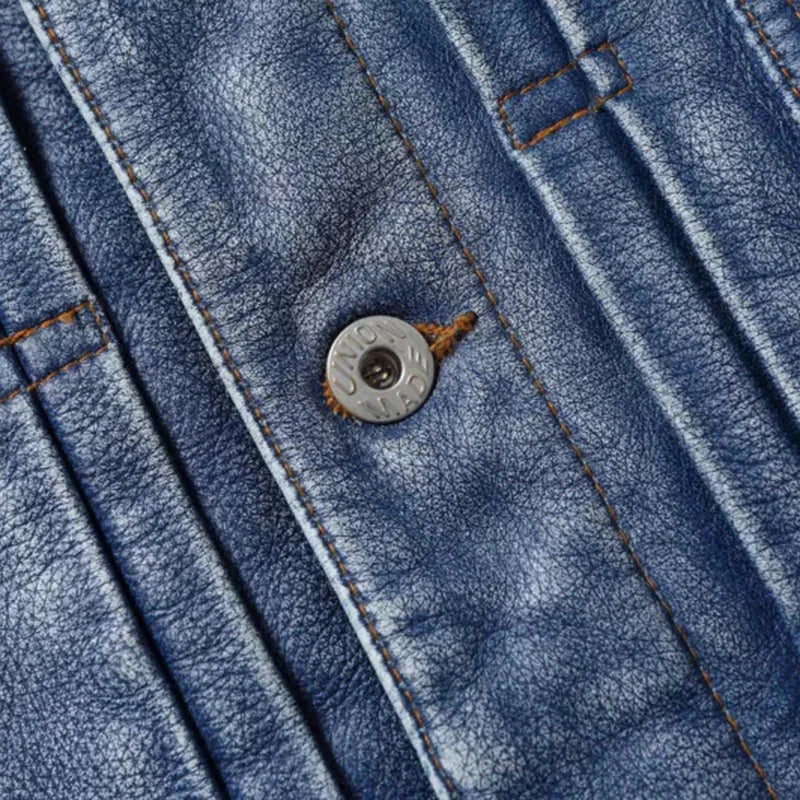 Veste homme en cuir d’agneau, col à revers – CLEVI Paris
