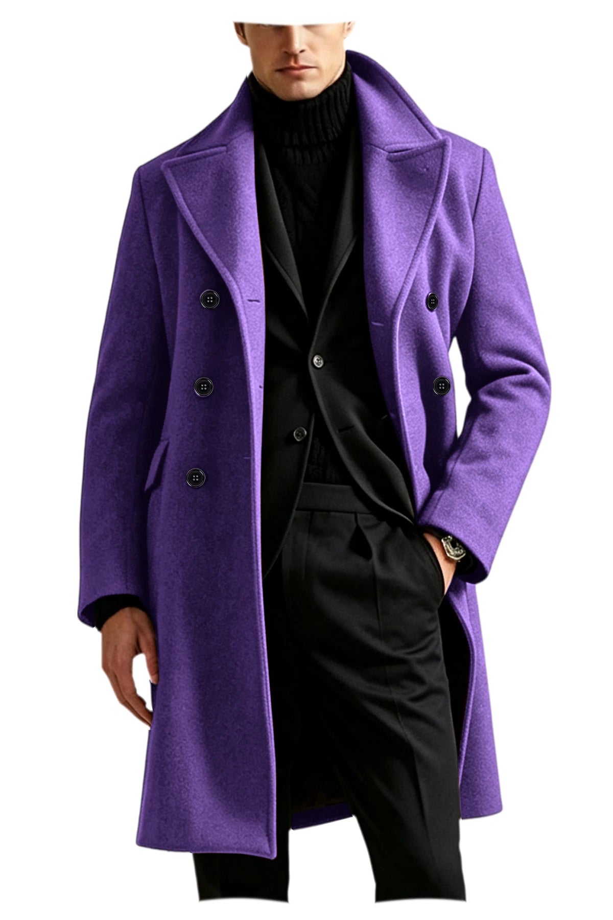 Manteau long homme laine mélangée croisé – CLEVI Paris