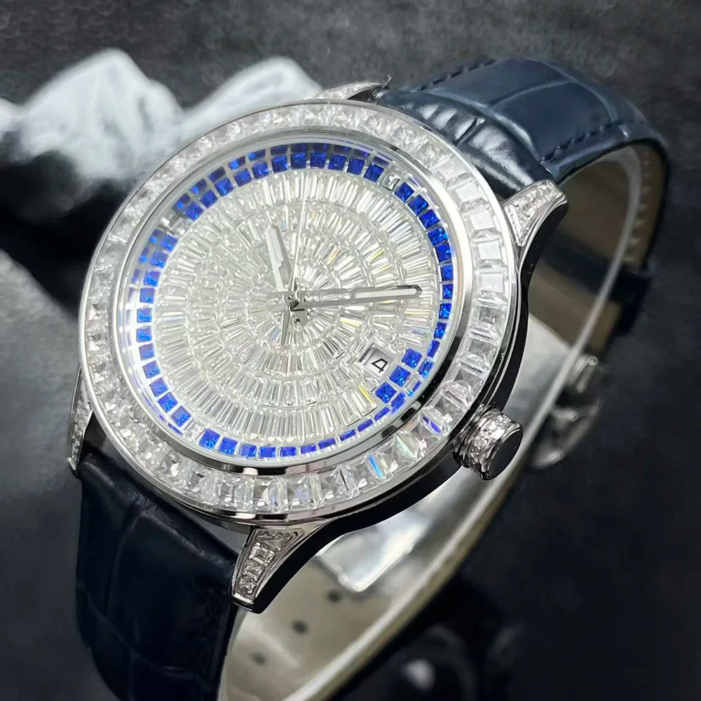 Montre Homme Automatique Cadran Argent Serti Diamants Huayra – CLEVI Paris
