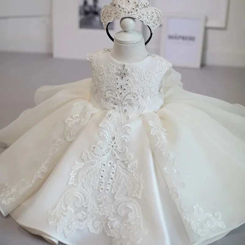 Robe cérémonie fille plissée avec nœud – CLEVI Paris