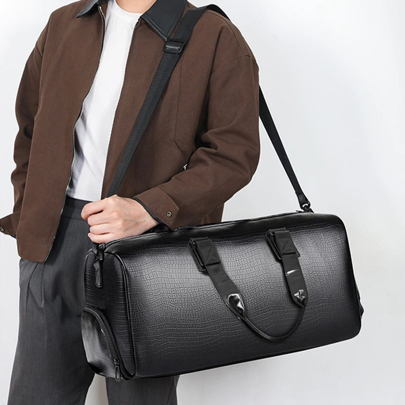 Sac de Voyage Homme PU Motif Croco Sport Business 50x24x24cm – CLEVI Paris