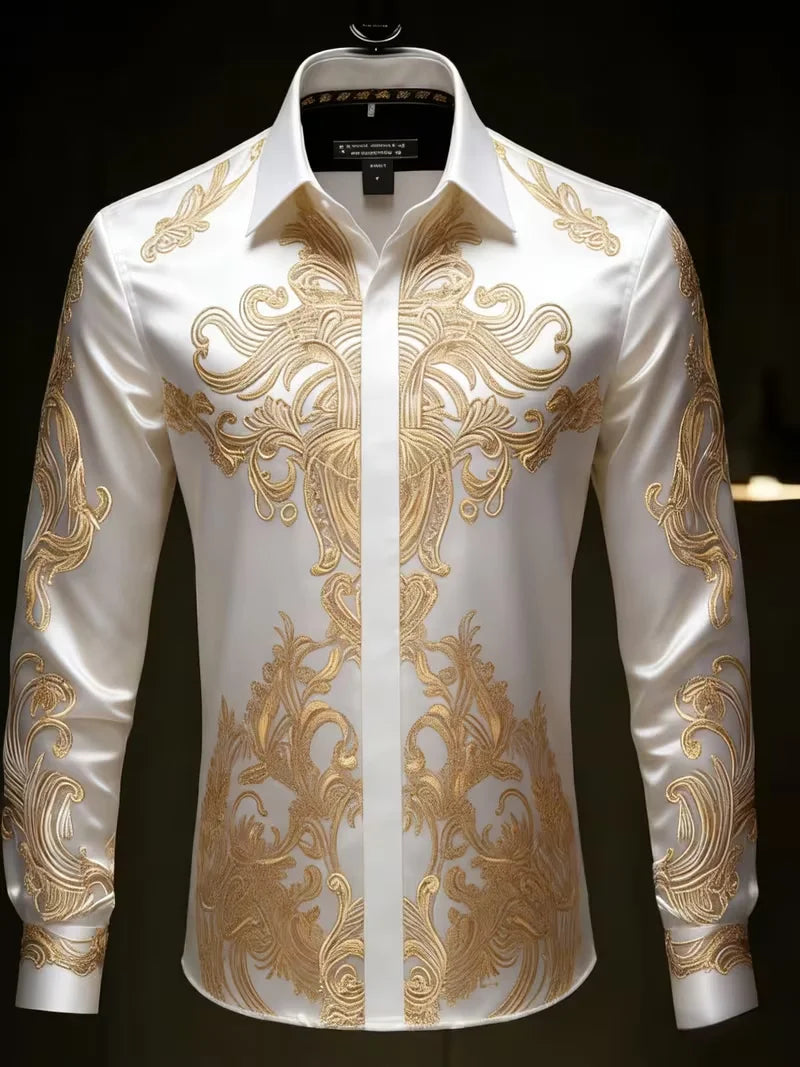 Chemise Homme Géométrique à Détail Doré – CLEVI Paris