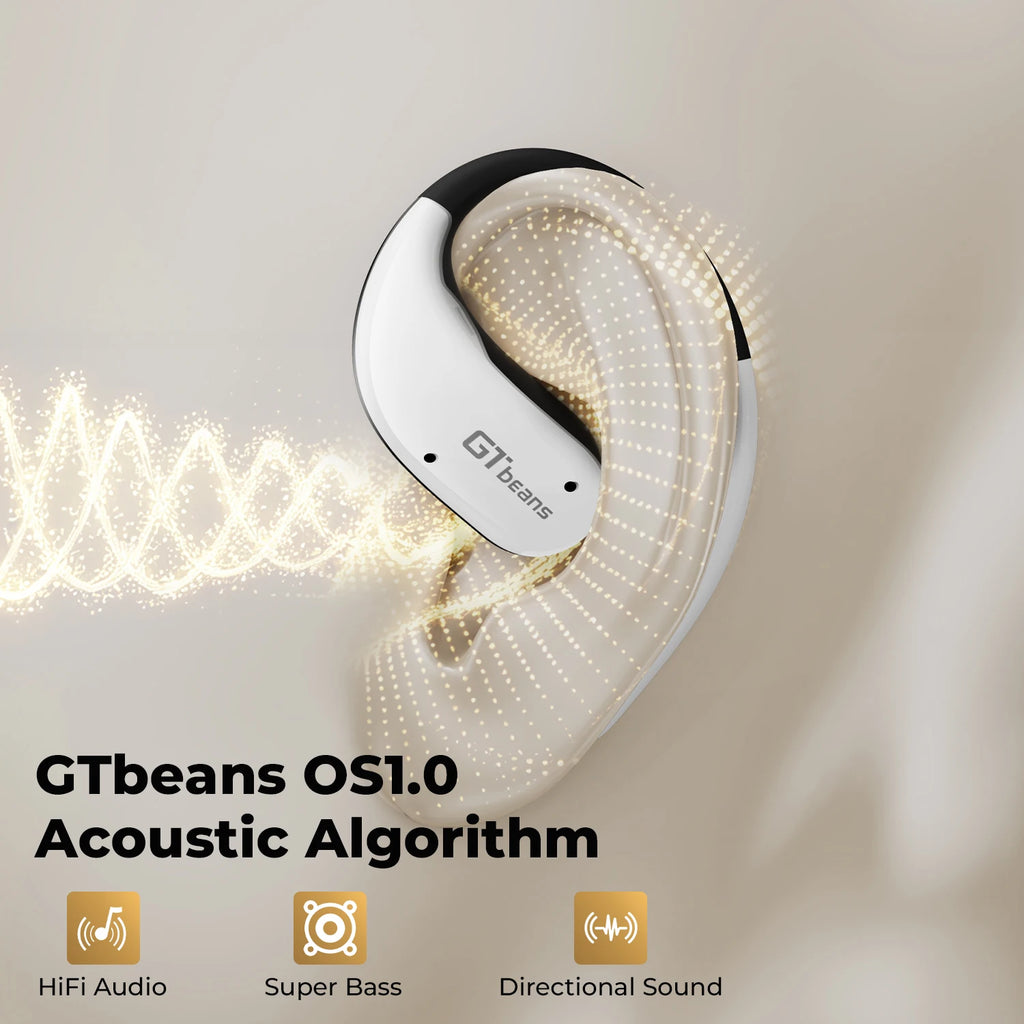 Écouteurs Open-Ear GTbeans BT 6.0 IP55 56h 4 Micros Siri – CLEVI Paris