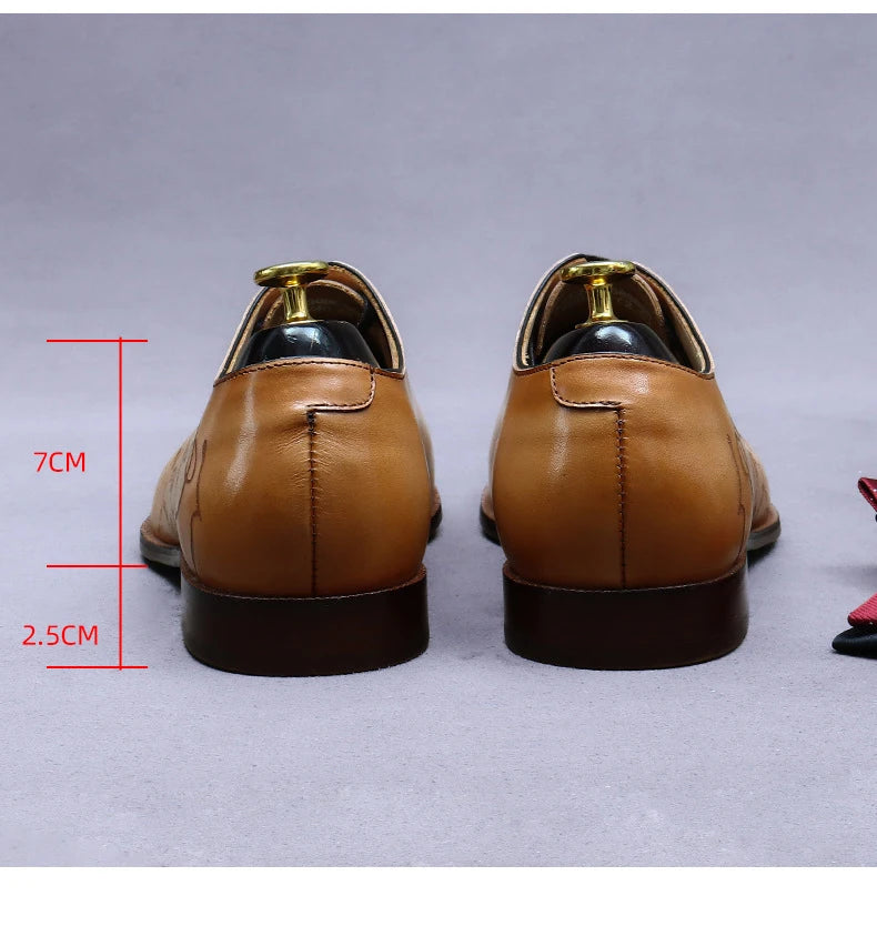 Oxford Artisanal Cuir de Vache Entier Totem Embossé Homme Imperméable Rehaussant Mariage – CLEVI Paris