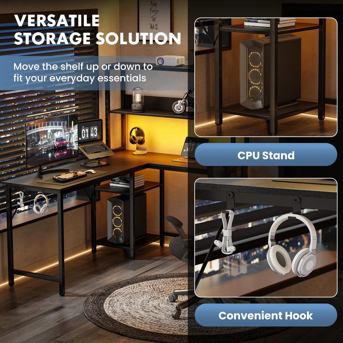 Bureau d’angle réversible en L 135 cm – CLEVI Paris
