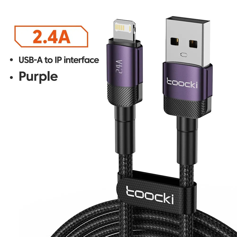 Câble Toocki Charge Rapide USB-C Lightning 60W 100W Tressé – CLEVI Paris