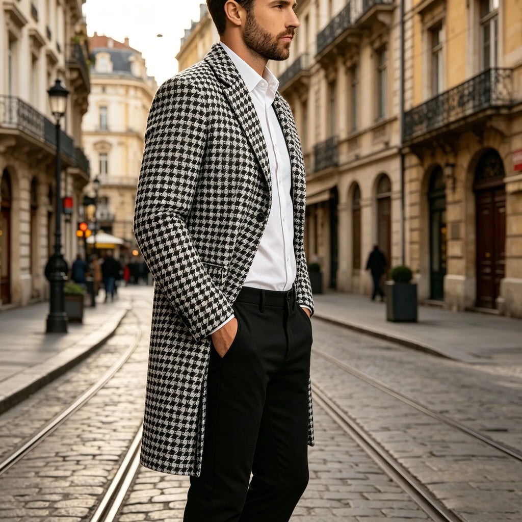 Manteau pied-de-poule homme – CLEVI Paris