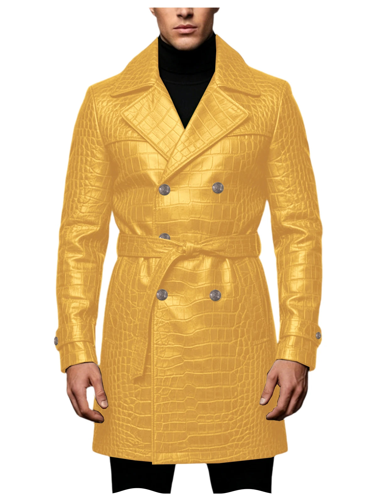 Manteau homme en similicuir effet crocodile – CLEVI Paris