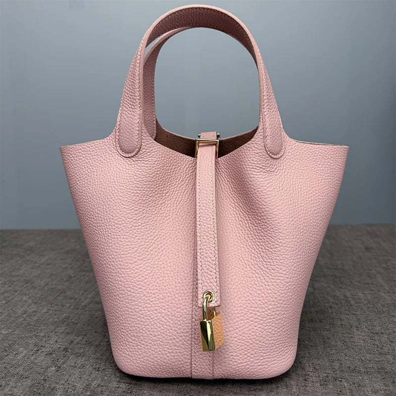 Sac Seau Cuir Togo Véritable Femme 2 Tailles Quincaillerie Or/Argent – CLEVI Paris