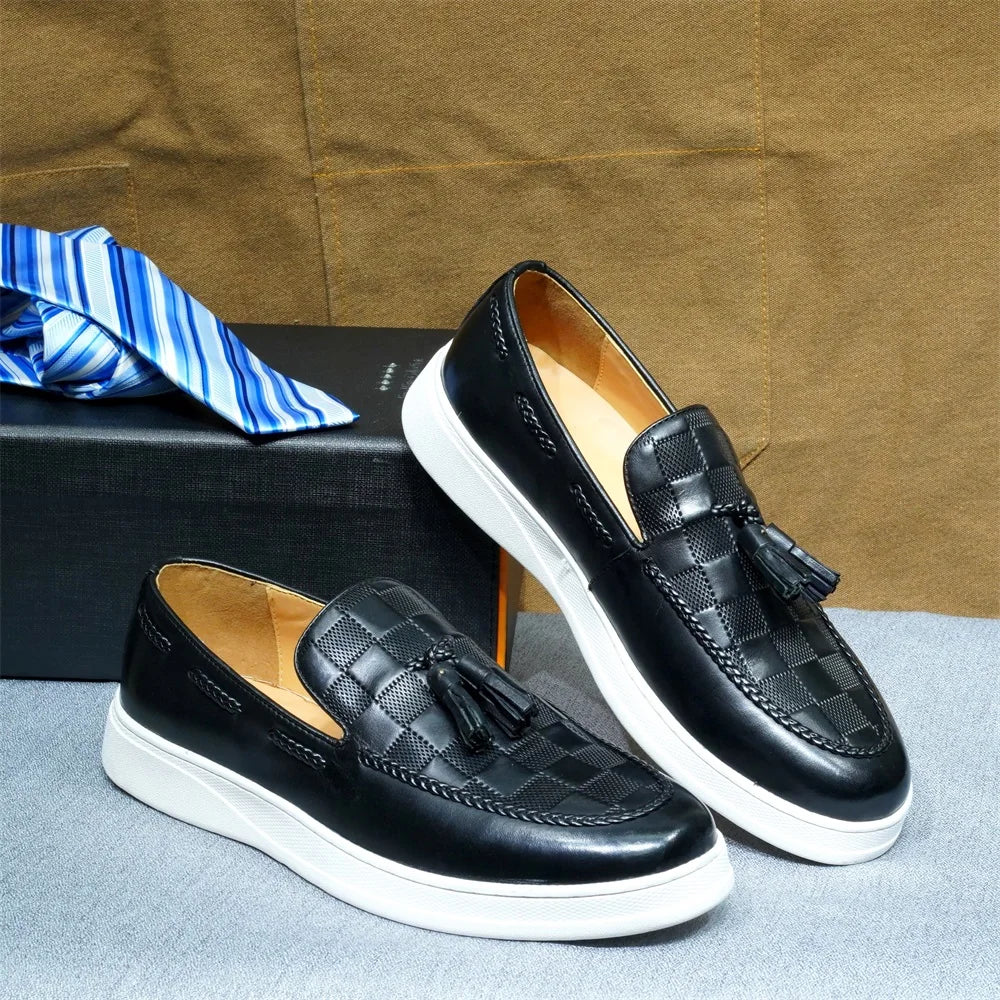Mocassins homme en cuir à pampilles – CLEVI Paris