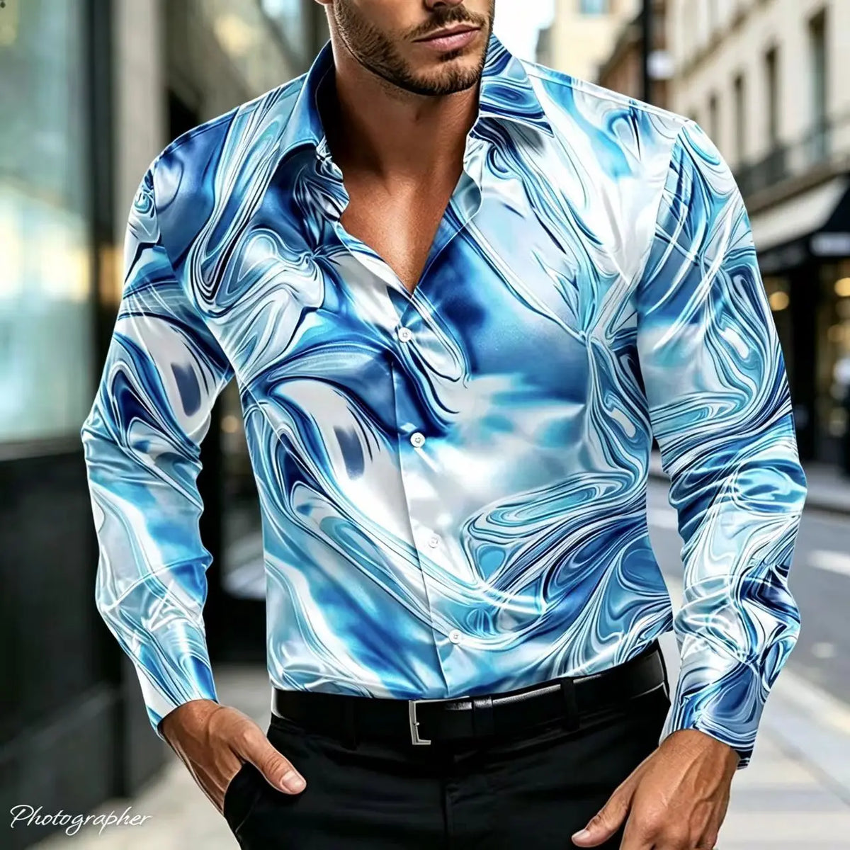 Chemise Homme Satinée à Motif Imprimé – CLEVI Paris
