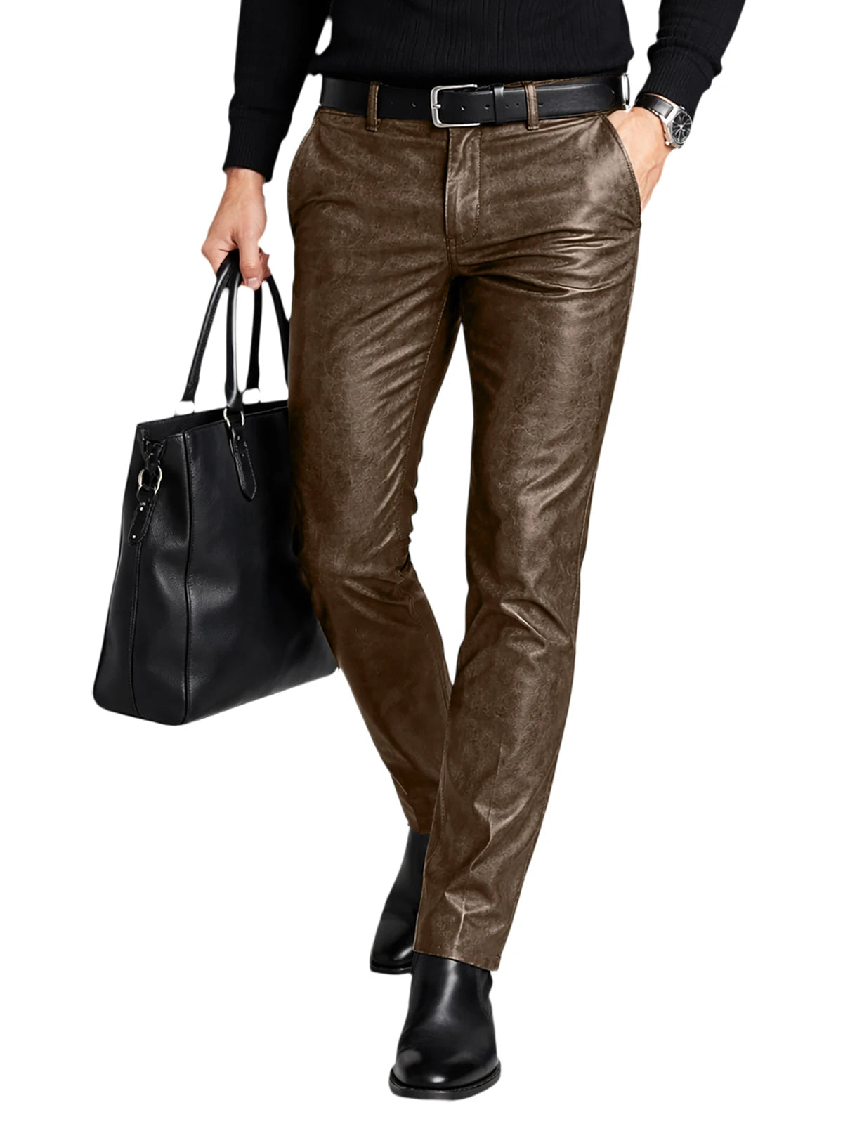 Pantalon Homme Droit Simili Cuir – CLEVI Paris