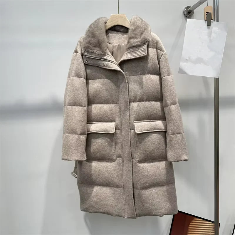 Doudoune Femme Hiver Mi-Longue à Ceinture – CLEVI Paris