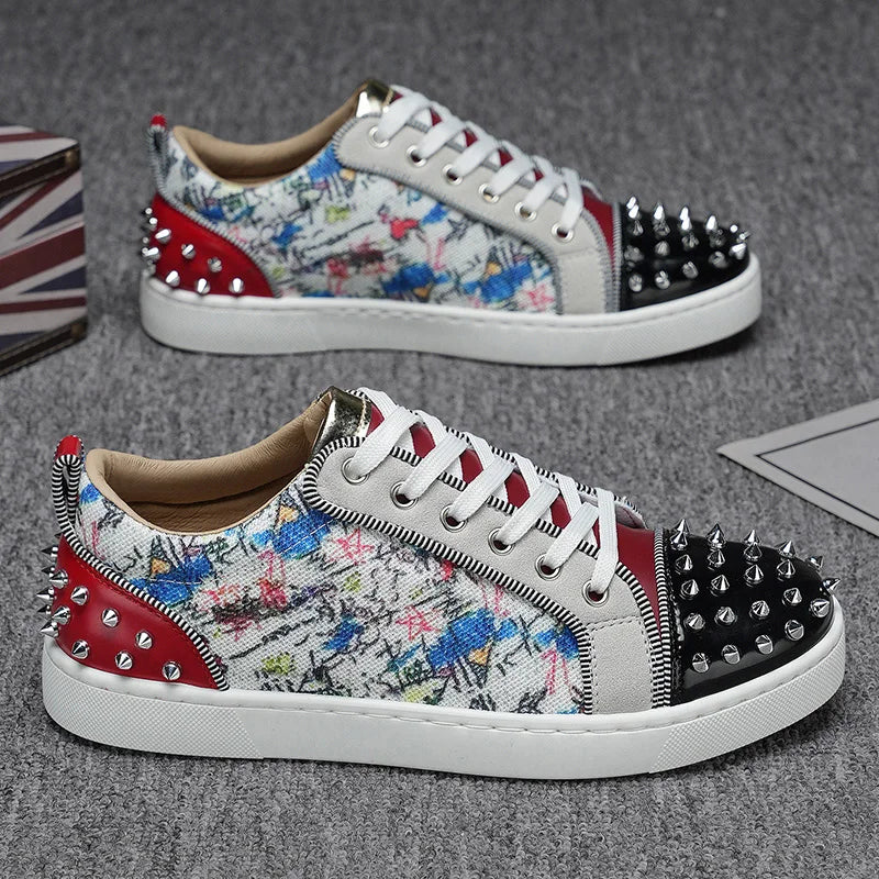 Sneakers Plates Punk Rivets Microfibre Unisexe – CLEVI Paris