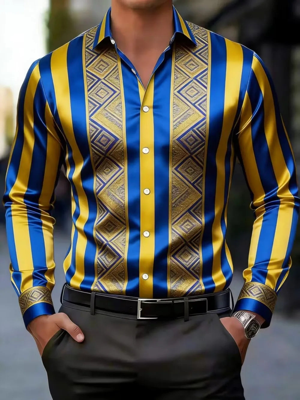 Chemise homme satinée imprimée – CLEVI Paris
