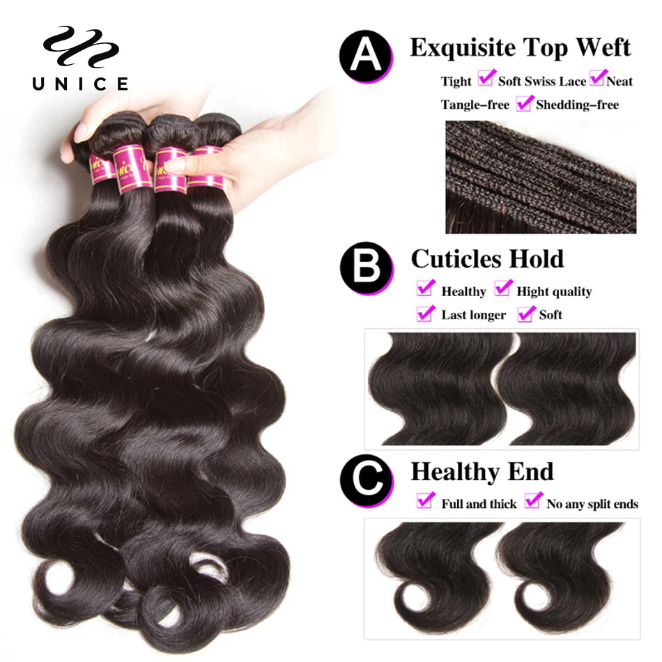 Extensions Cheveux Humains Body Wave Brésiliennes Virgin Hair 1/3/4 Mèches – CLEVI Paris