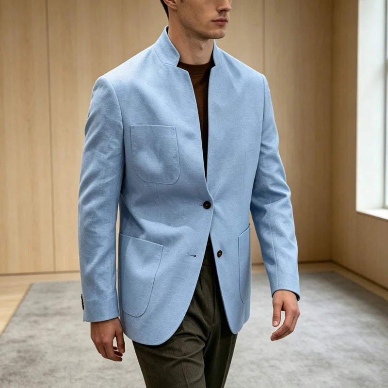 Blazer homme en lin – Col montant – CLEVI Paris