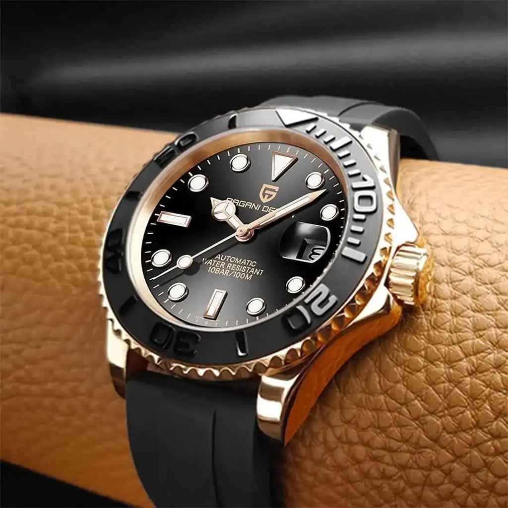 Montre Automatique Homme Pagani Design PD-1651 Or Rose Diver Saphir 100m – CLEVI Paris